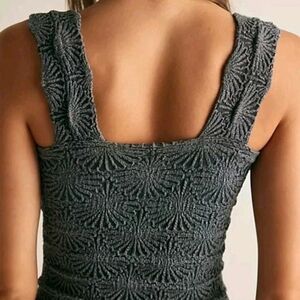 Aura Cropped Knit Tank Cami Women  S/M  Sleeveless Shell Top Y2K Gray  Jacquard